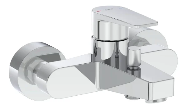 VitrA Root Square Wall Mounted Monohole Bath/Shower Mixer - Brushed Nickel