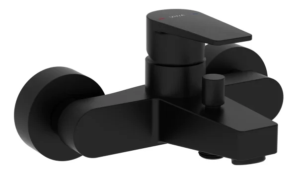 VitrA Flow Square Wall Mounted Bath/Shower Mixer - Matt Black