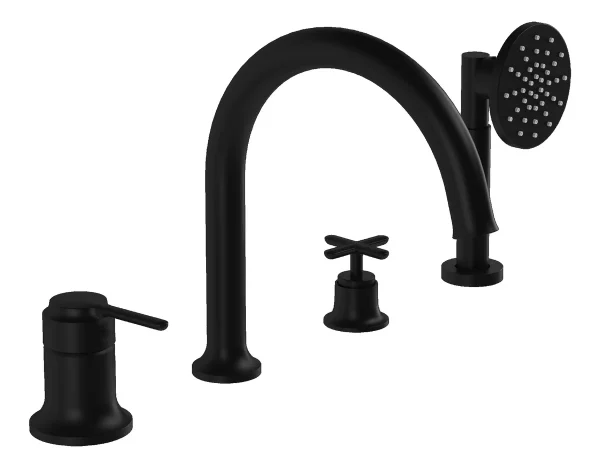 VitrA Origin Classic 4-Hole Bath/Shower Mixer - Matt Black