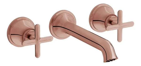 VitrA Origin Classic Wall Mounted 3-Hole Basin Mixer - Soft Copper
