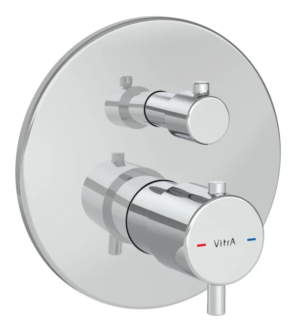 VitrA Root Round Integrated Thermostatic Bath/Shower Mixer Valve - Chrome