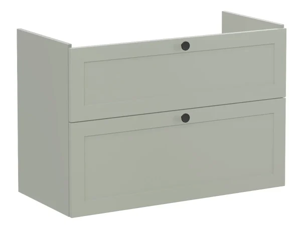 VitrA Root Classic 100cm 2 Drawer Washbasin Unit - Matt Retro Green