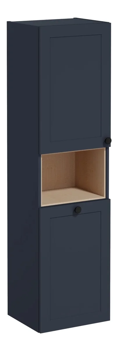 VitrA Root Classic 40cm 2 Door Semi-Tall Unit w/Laundry Basket (LH Hinge) - Matt Dark Blue