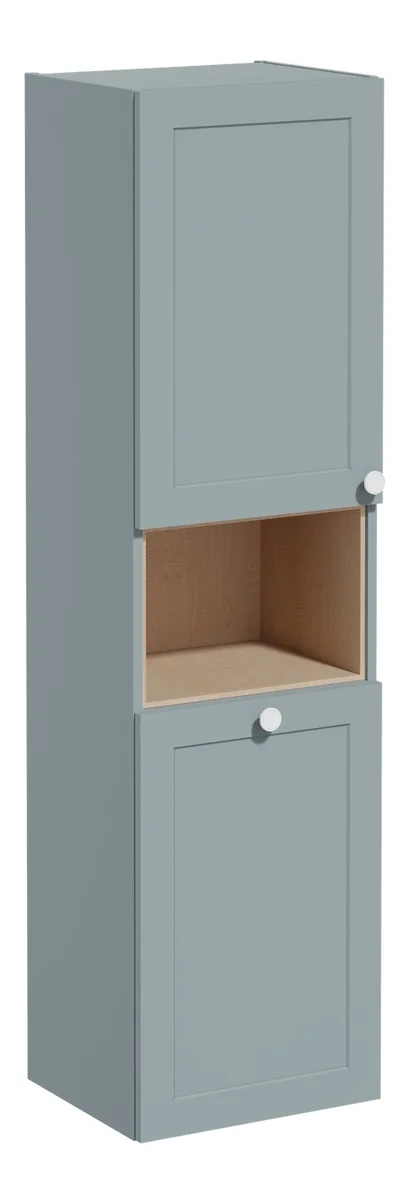 VitrA Root Classic 40cm 2 Door Semi-Tall Unit w/Laundry Basket (LH Hinge) - Matt Fjord Green