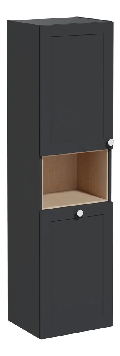 VitrA Root Classic 40cm 2 Door Semi-Tall Unit w/Laundry Basket (LH Hinge) - Matt Graphite