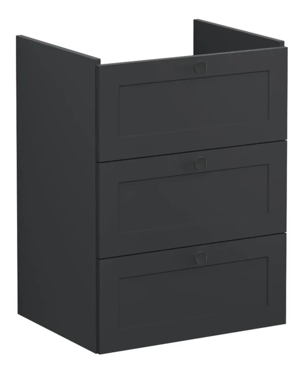 VitrA Root Classic 60cm 3 Drawer Washbasin Unit - Matt Graphite