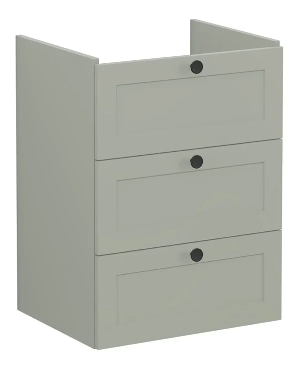 VitrA Root Classic 60cm 3 Drawer Washbasin Unit - Matt Retro Green