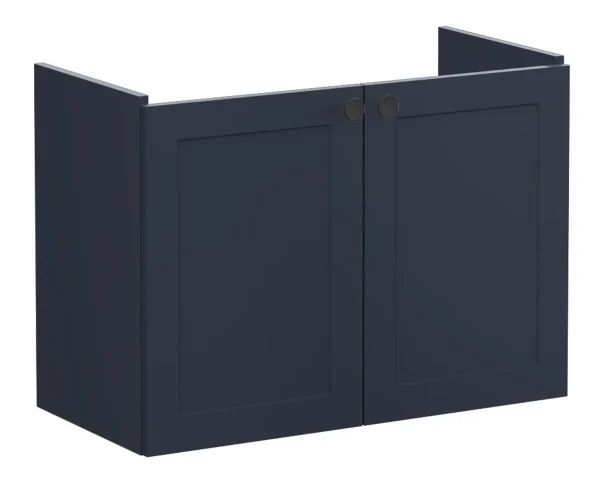 VitrA Root Classic 80cm 2 Door Wall Hung Slim Washbasin Unit - Matt Dark Blue
