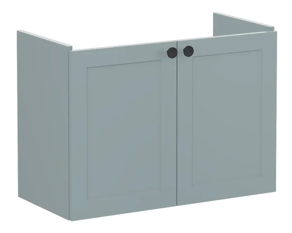 VitrA Root Classic 80cm 2 Door Wall Hung Slim Washbasin Unit - Matt Fjord Green