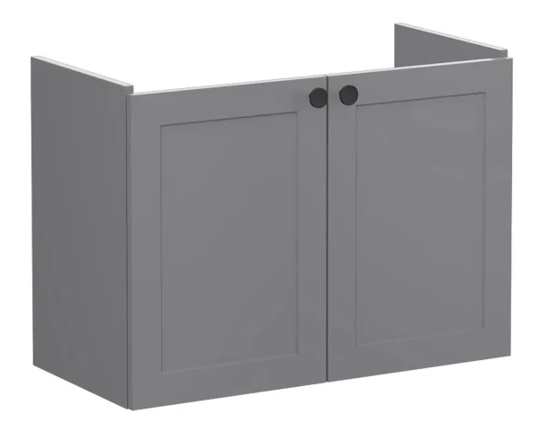 VitrA Root Classic 80cm 2 Door Wall Hung Slim Washbasin Unit - Matt Grey