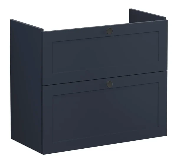 VitrA Root Classic 80cm 2 Drawer Slim Washbasin Unit - Matt Dark Blue