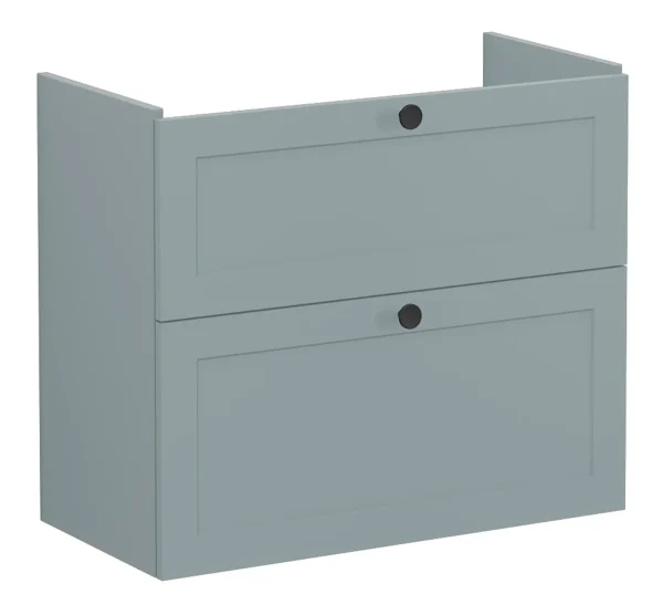 VitrA Root Classic 80cm 2 Drawer Slim Washbasin Unit - Matt Fjord Green