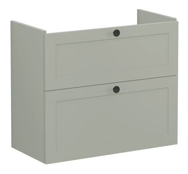 VitrA Root Classic 80cm 2 Drawer Slim Washbasin Unit - Matt Retro Green