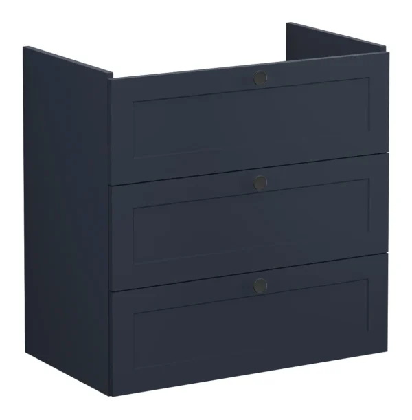 VitrA Root Classic 80cm 3 Drawer Washbasin Unit - Matt Dark Blue