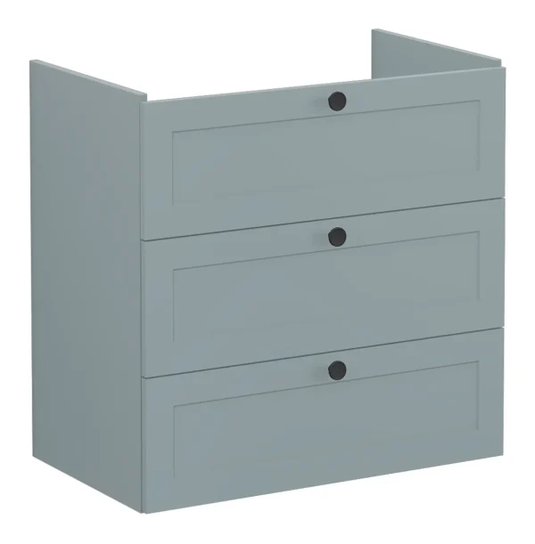 VitrA Root Classic 80cm 3 Drawer Washbasin Unit - Matt Fjord Green