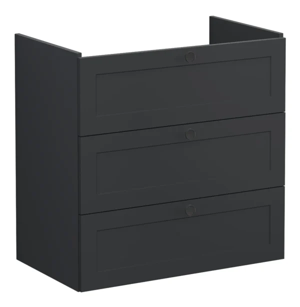 VitrA Root Classic 80cm 3 Drawer Washbasin Unit - Matt Graphite