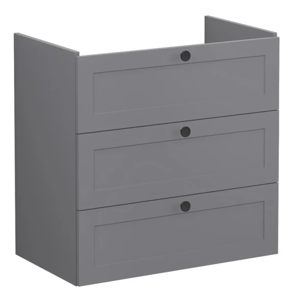 VitrA Root Classic 80cm 3 Drawer Washbasin Unit - Matt Grey