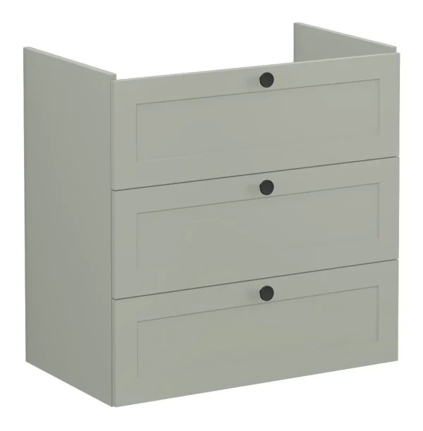 VitrA Root Classic 80cm 3 Drawer Washbasin Unit - Matt Retro Green