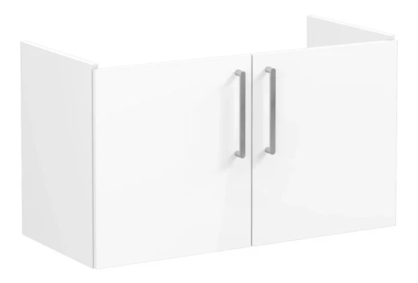 VitrA Root Flat 100cm 2 Door Washbasin Unit - High Gloss White