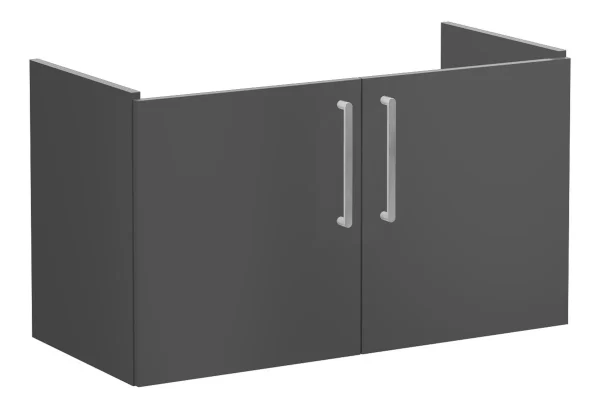 VitrA Root Flat 100cm 2 Door Washbasin Unit - Matt Storm Grey
