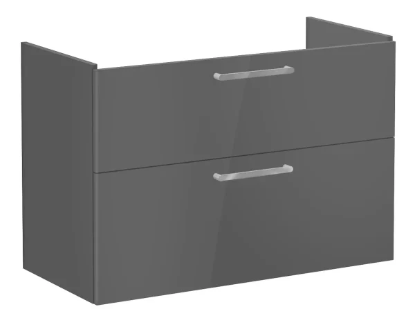 VitrA Root Flat 100cm 2 Drawer Washbasin Unit - Anthracite High Gloss