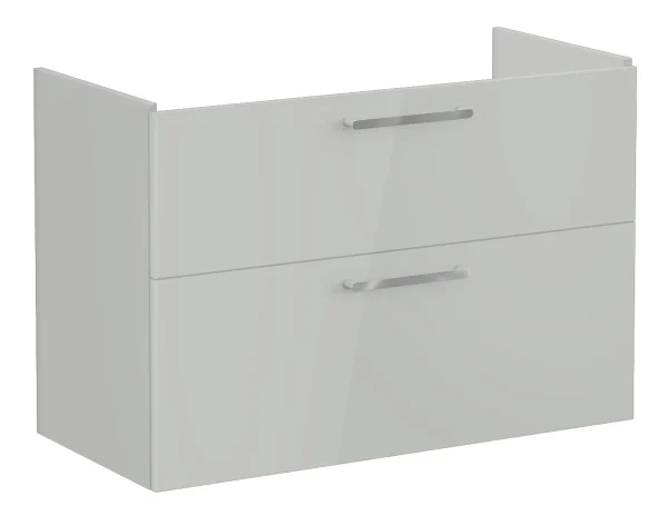 VitrA Root Flat 100cm 2 Drawer Washbasin Unit - Shiny Pearl Grey