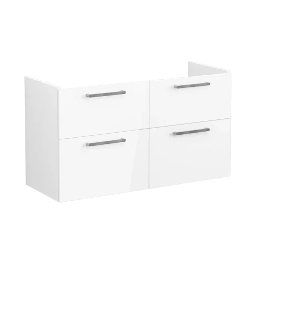 VitrA Root Flat 120cm 4 Drawer Washbasin Unit - High Gloss White
