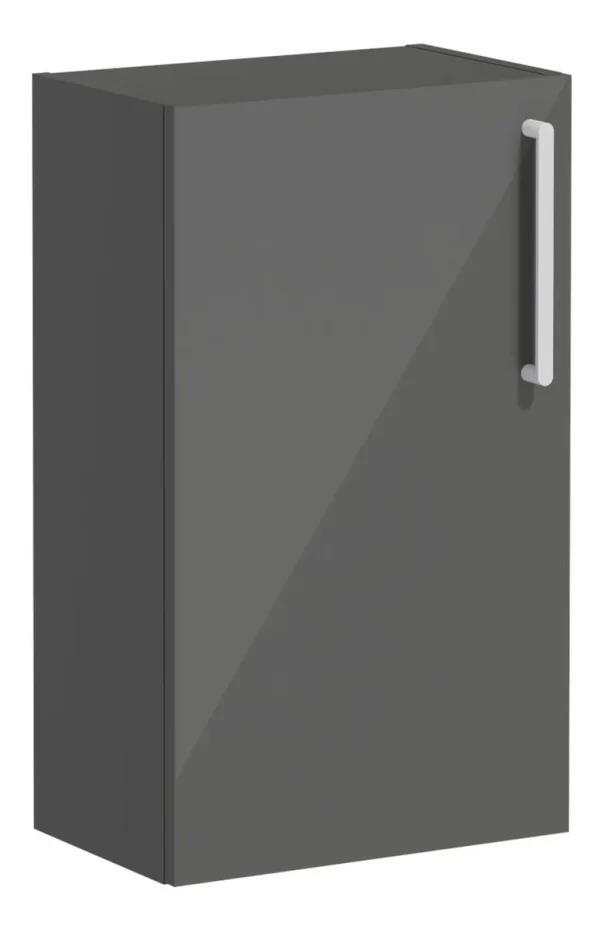 VitrA Root Flat 40cm 1 Door Slim Lower/Base Unit (LH Hinge) - Anthracite High Gloss