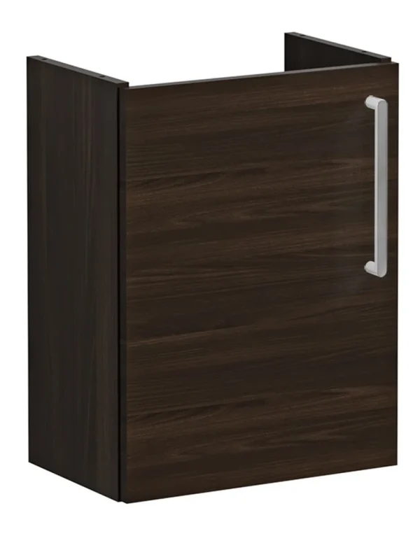 VitrA Root Flat 40cm 1 Door Wall Hung Slim Washbasin Unit (LH Hinge) - Walnut