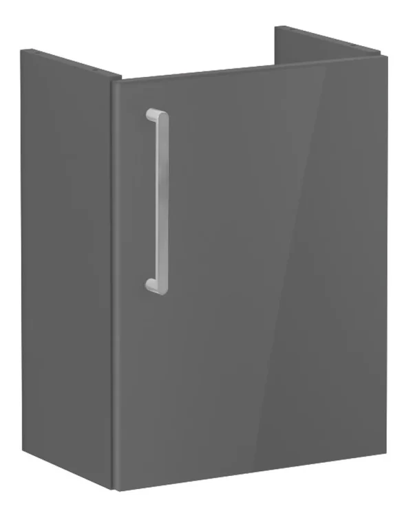 VitrA Root Flat 40cm 1 Door Wall Hung Slim Washbasin Unit (RH Hinge) - Anthracite High Gloss