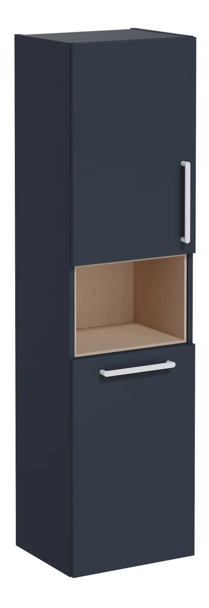 VitrA Root Flat 40cm 2 Door Semi-Tall Unit w/Laundry Basket (LH Hinge) - Matt Dark Blue