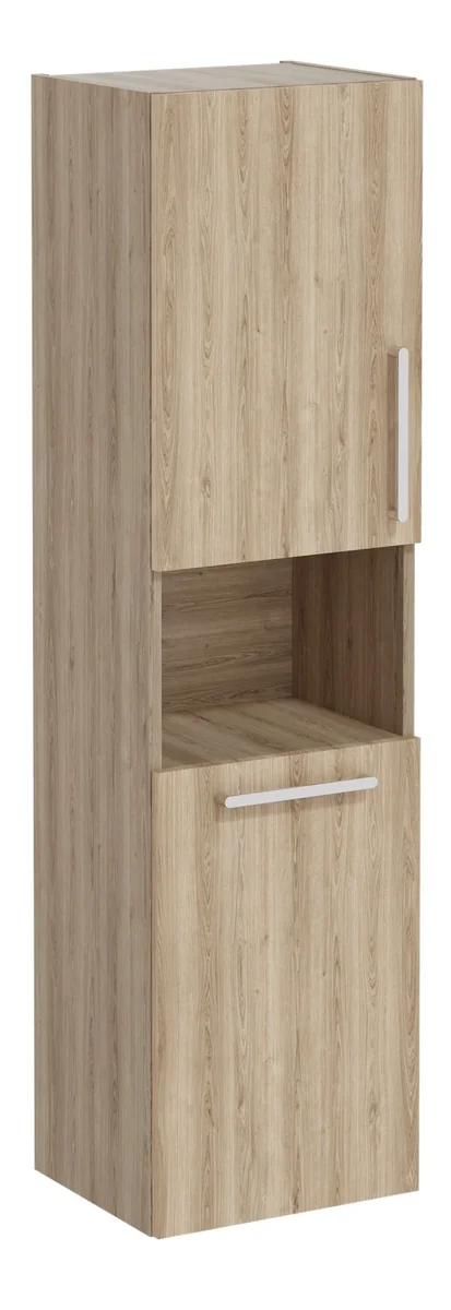 VitrA Root Flat 40cm 2 Door Semi-Tall Unit w/Laundry Basket (LH Hinge) - Natural Oak