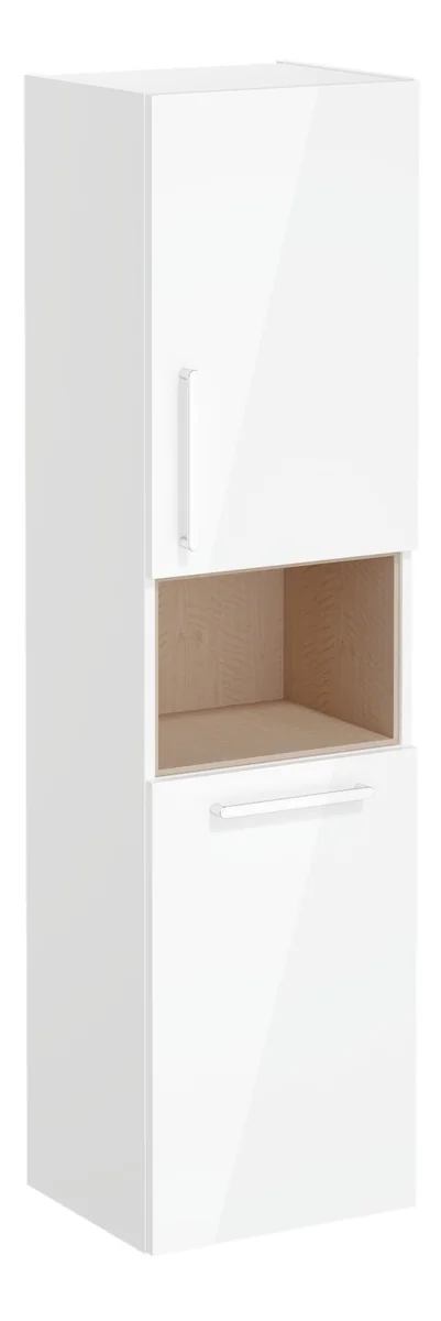 VitrA Root Flat 40cm 2 Door Semi-Tall Unit w/Laundry Basket (RH Hinge) - High Gloss White