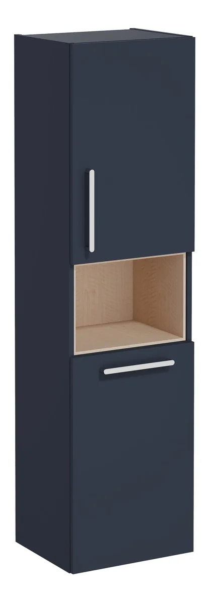 VitrA Root Flat 40cm 2 Door Semi-Tall Unit w/Laundry Basket (RH Hinge) - Matt Dark Blue