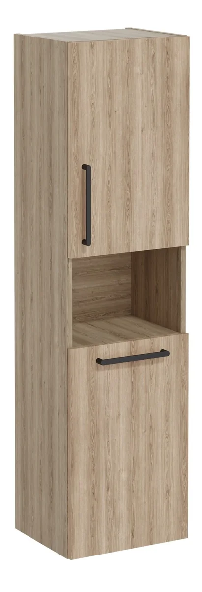 VitrA Root Flat 40cm 2 Door Semi-Tall Unit w/Laundry Basket (RH Hinge) - Natural Oak