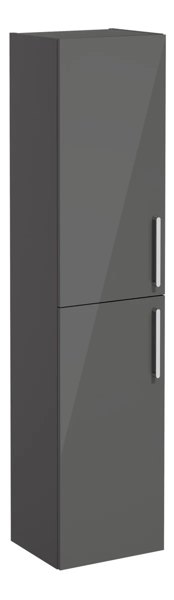 VitrA Root Flat 40cm 2 Door Tall Unit (LH Hinge) - Anthracite High Gloss