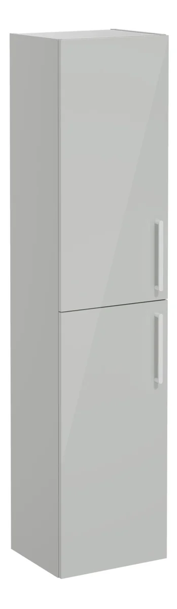 VitrA Root Flat 40cm 2 Door Tall Unit (LH Hinge) - Shiny Pearl Grey