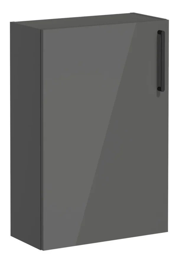 VitrA Root Flat 55cm 1 Door Slim Lower/Base Unit (LH Hinge) - Anthracite High Gloss