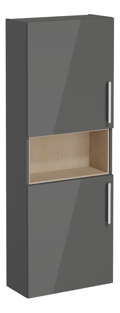VitrA Root Flat 55cm 2 Door Semi-Tall Unit (LH Hinge) - Anthracite High Gloss
