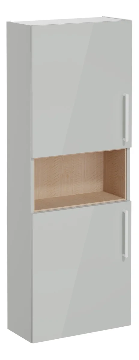 VitrA Root Flat 55cm 2 Door Semi-Tall Unit (LH Hinge) - Shiny Pearl Grey