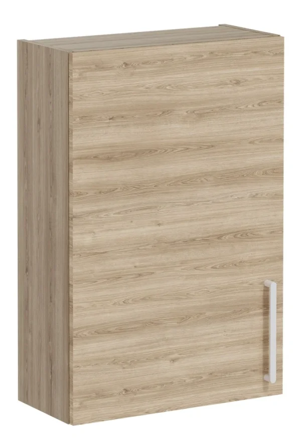 VitrA Root Flat 60cm 1 Door Upper/Wall Unit (LH Hinge) - Natural Oak