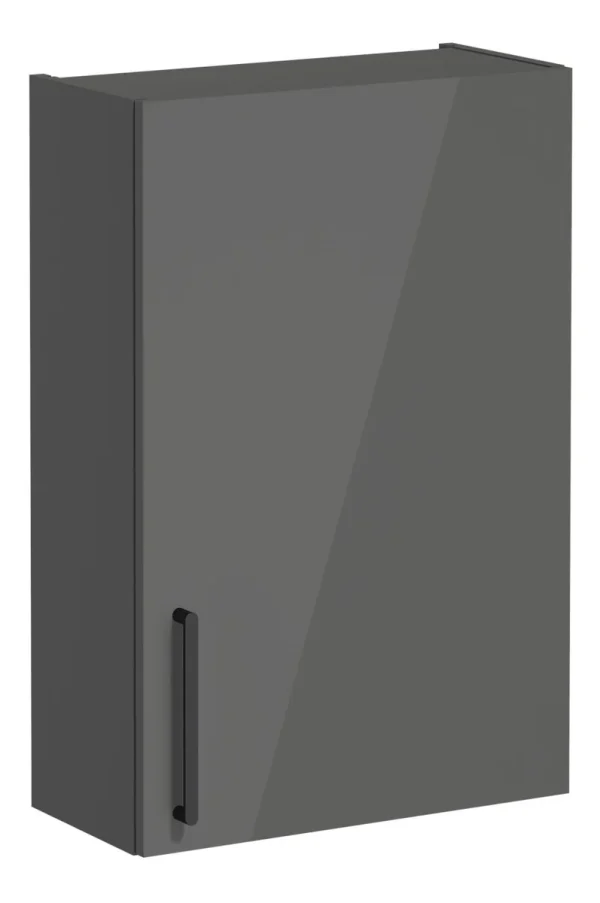 VitrA Root Flat 60cm 1 Door Upper/Wall Unit (RH Hinge) - Anthracite High Gloss