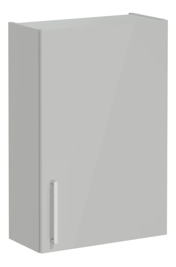 VitrA Root Flat 60cm 1 Door Upper/Wall Unit (RH Hinge) - Shiny Pearl Grey