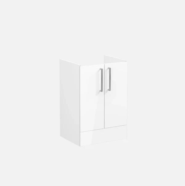 VitrA Root Flat 60cm 2 Door Floor Standing Washbasin Unit - High Gloss White