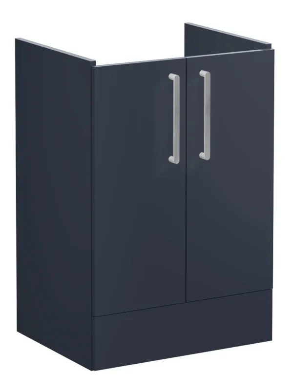 VitrA Root Flat 60cm 2 Door Floor Standing Washbasin Unit - Matt Dark Blue