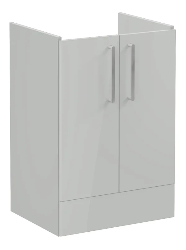 VitrA Root Flat 60cm 2 Door Floor Standing Washbasin Unit - Shiny Pearl Grey