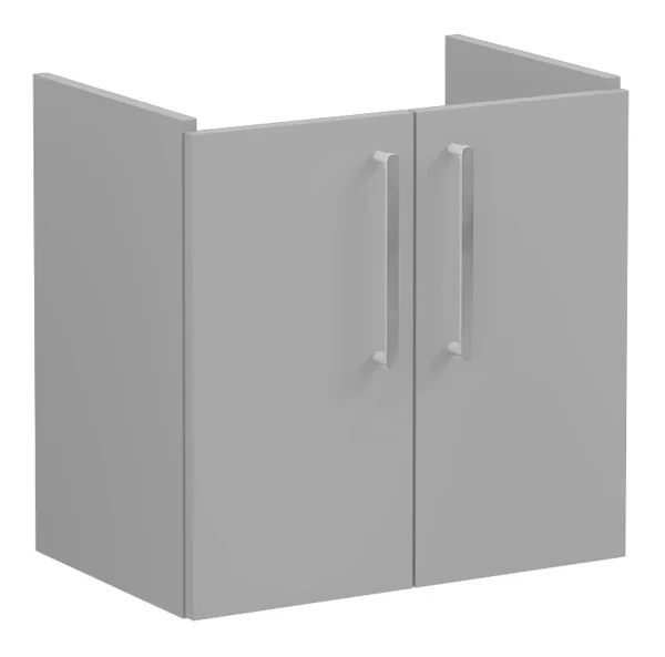 VitrA Root Flat 60cm 2 Door Wall Hung Slim Washbasin Unit - Matt Rock Grey