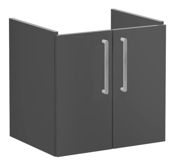 VitrA Root Flat 60cm 2 Door Wall Hung Washbasin Unit - Matt Storm Grey