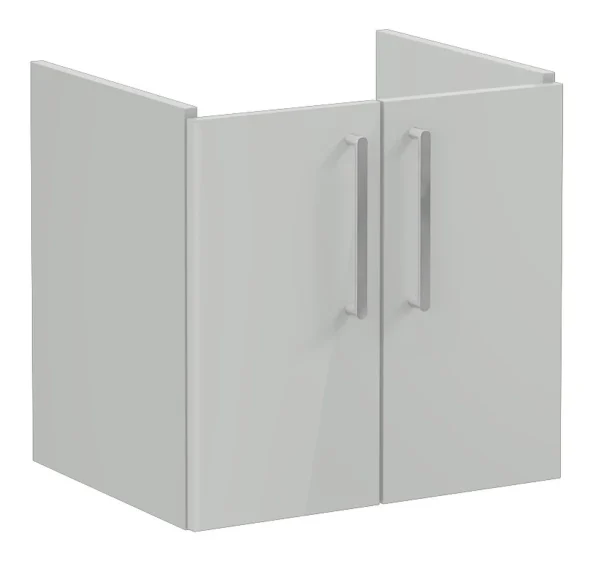VitrA Root Flat 60cm 2 Door Wall Hung Washbasin Unit - Shiny Pearl Grey