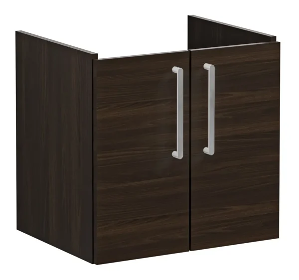 VitrA Root Flat 60cm 2 Door Wall Hung Washbasin Unit - Walnut